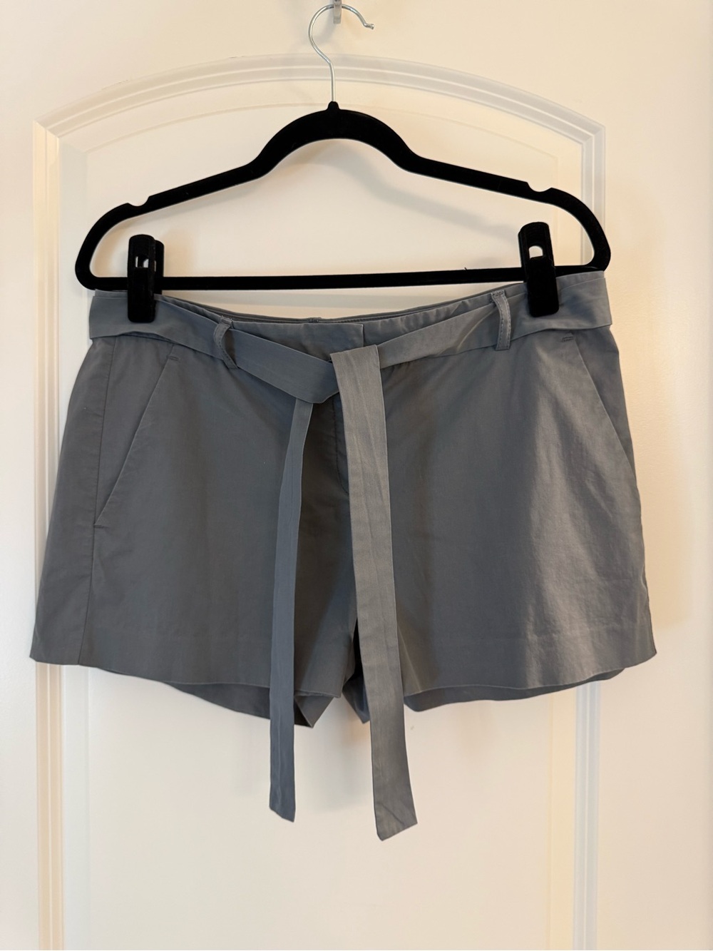 Theory Gray Belted Shorts